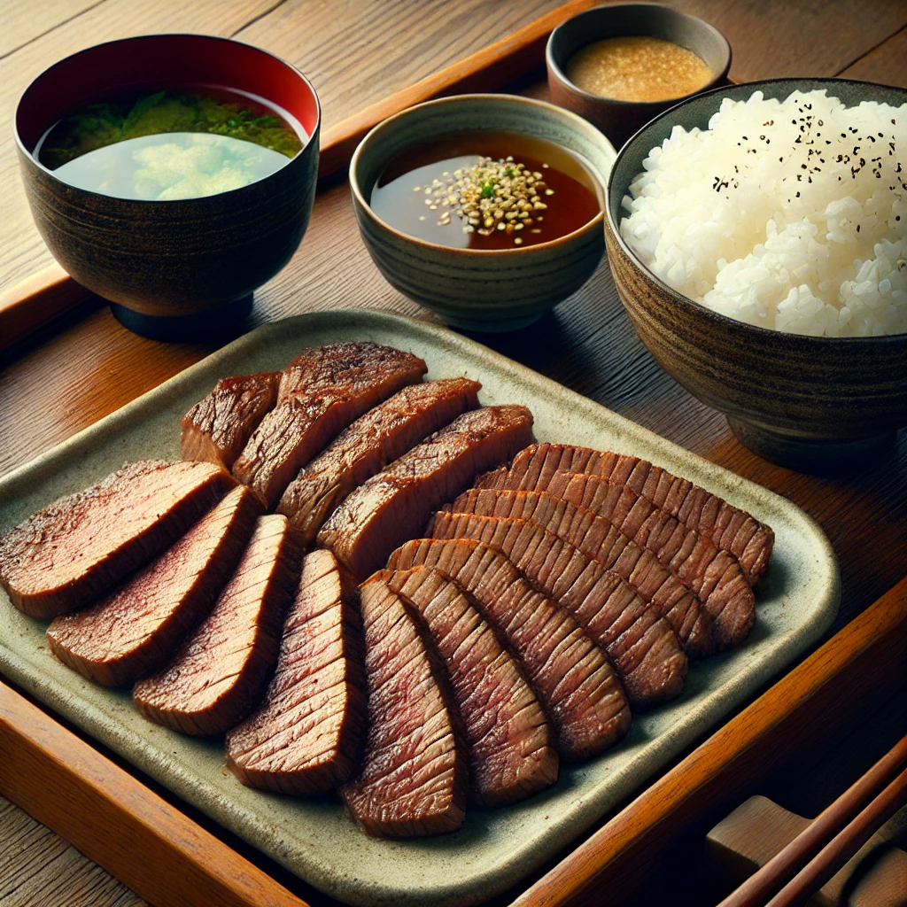 しずる。牛タンがのった定食