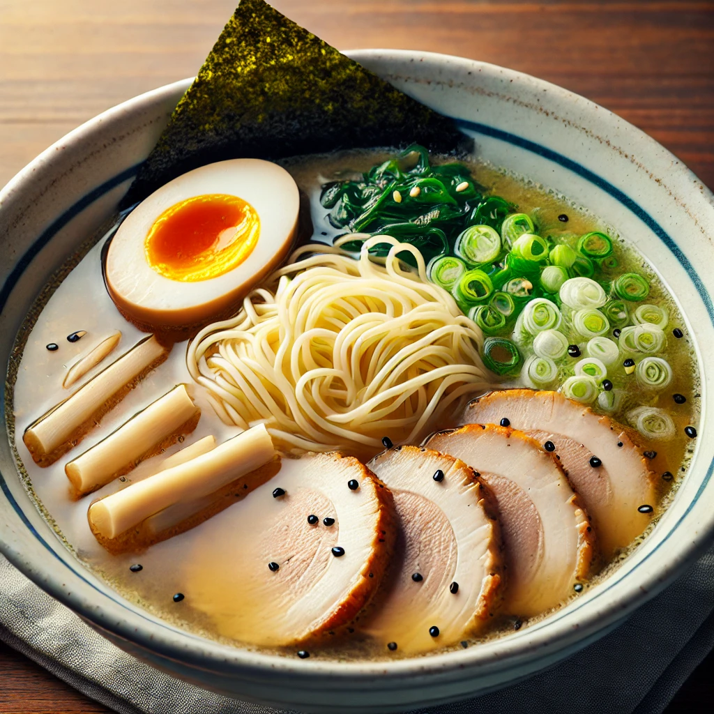 SOBA HOUSE 金色不如帰 新宿御苑本店。ラーメンの上にたくさんの具材がのった、あっさりしたラーメン